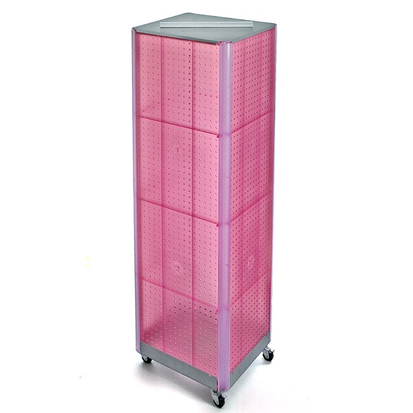 Four-Sided Pegboard Floor Wheeled Display Panel Size:16" x 64.25"